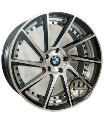 Replica BMW GT ER031-R 9.5x20 5x120 ET35 DIA74.1 Matt Black Machine Face (Черный матовый с полировкой)