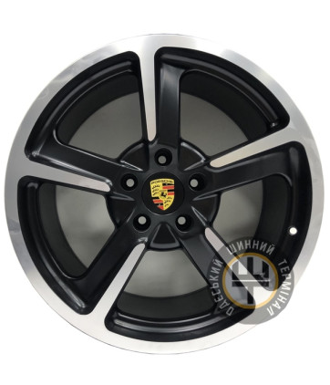 Replica Porsche-PO012 9.5x20 5x130 ET55 DIA71.6 Черный с алмазной механической обработкой лицевой поверхности
