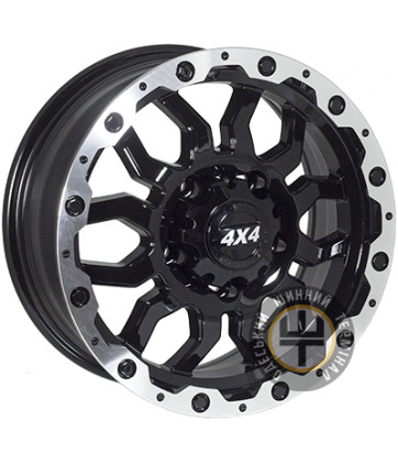 Zorat Wheels 3322 7x16 5x139.7 ET35 DIA98.5 Black with Lip Polished (Черный с полированным ободом)