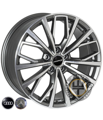 ZF FE186 7x17 5x112 ET42 DIA66.6 Gun metal full polish (Темно-серый с полированным ободом)