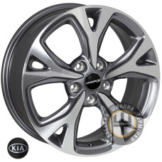 JH HP593 6.5x17 5x114.3 ET49 DIA67.1 Серый, полированные спицы и обод