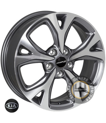 JH HP593 6.5x17 5x114.3 ET49 DIA67.1 Серый, полированные спицы и обод