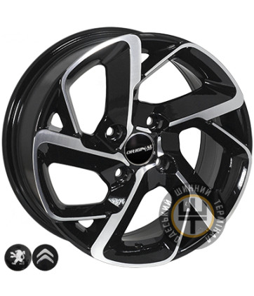 Zorat Wheels BK5714 6.5x15 4x108 ET25 DIA65.1 Black polished (Черный с полированной лицевой частью)