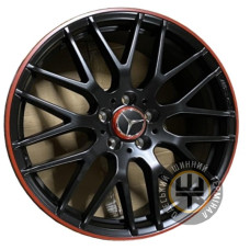Replica MR05 8x19 5x112 ET48 DIA66.6 Чёрный полированный с красной полосой