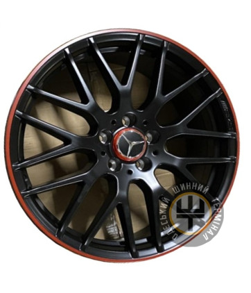 Replica MR05 8x19 5x112 ET48 DIA66.6 Чёрный полированный с красной полосой