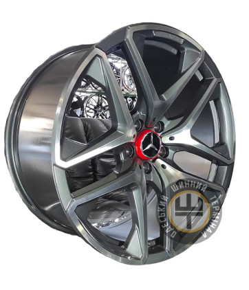 Replica Mercedes A021 9.5x20 5x112 ET35 DIA66.6 Gun metal full polish (Темно-серый с полированным ободом)