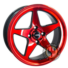 GT 5060 7x15 4x100 ET28 DIA73.1 Черный с полированной лицевой частью и красной полкой