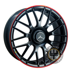 Replica Mercedes R2 8.5x19 5x112 ET38 DIA66.56 Матовый черный с красной полосой по ободу