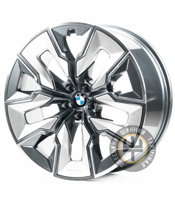 Replica B77 10.5x21 5x112 ET44 DIA66.6 Серый, полированные спицы и обод