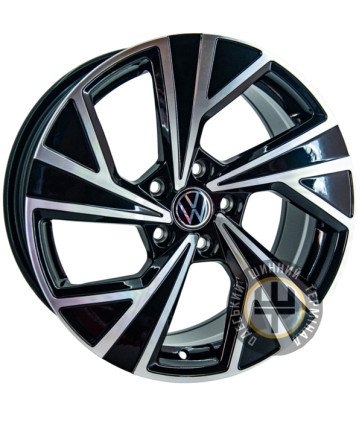 Replica Volkswagen F7651 7.5x17 5x112 ET35 DIA57.1 Черный с алмазной механической обработкой лицевой поверхности