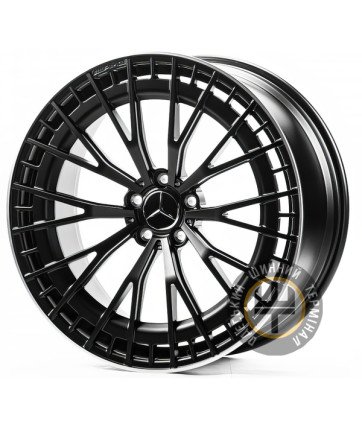 Replica FORGED MR0005 9.5x22 5x112 ET27 DIA66.5 Gloss Black Machined Face (Черный глянцевый полированное лицо)