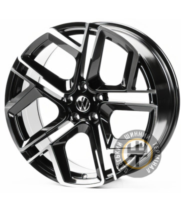 Replica VV766 8.5x19 5x112 ET38 DIA57.1 Gloss Black Machined Face (Черный глянцевый полированное лицо)