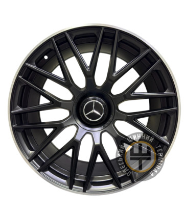 Replica CT-1703 10x22 5x112 ET45 DIA66.6 Matt Black Polished Lip (Матовый черный полированный обод)
