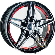 GT QC1281 6x14 4x100 ET35 DIA67.1 Черный с полированной лицевой частью и красной полкой