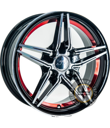 GT QC1281 6x14 4x98 ET35 DIA58.6 Черный с полированной лицевой частью и красной полкой