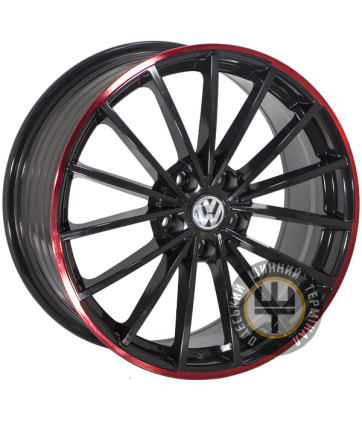 ZF FBX174 8x18 5x112 ET45 DIA57.1 Черный с красной полосой по ободу