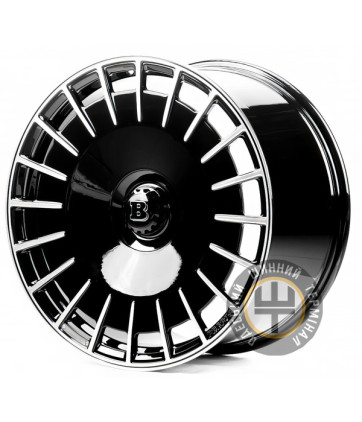 Replica FORGED MR3 10x22 5x112 ET45 DIA66.45 Gloss Black Machined Face (Черный глянцевый полированное лицо)