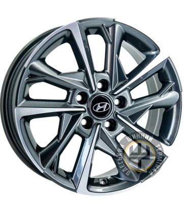 Replica Hyundai GT JC221 7x17 5x114.3 ET45 DIA67.1 Gun metal full polish (Темно-серый с полированным ободом)