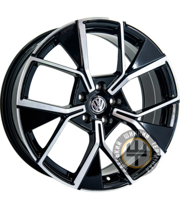 Replica Volkswagen F9010 8.5x19 5x112 ET40 DIA57.1 Черный с алмазной механической обработкой лицевой поверхности