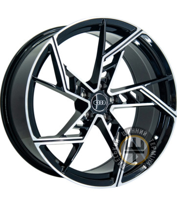 Replica Audi FA835 9x20 5x112 ET30 DIA66.45 Черный с алмазной механической обработкой лицевой поверхности