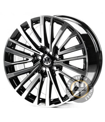 Replica VV18703 8x18 5x112 ET44 DIA57.1 Gloss Black Machined Face (Черный глянцевый полированное лицо)