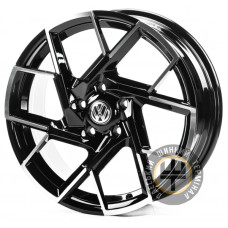 Replica VV17967 7x17 5x112 ET45 DIA57.1 Gloss Black Machined Face (Черный глянцевый полированное лицо)