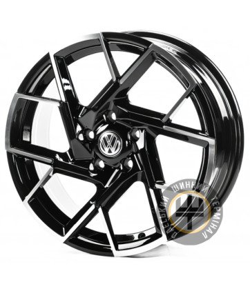 Replica VV17967 7x17 5x112 ET45 DIA57.1 Gloss Black Machined Face (Черный глянцевый полированное лицо)