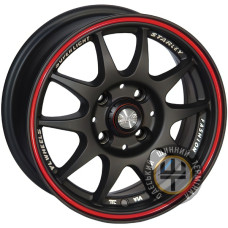 Zorat Wheels 346 5.5x13 4x98 ET20 DIA58.6 Чёрный полированный с красной полосой