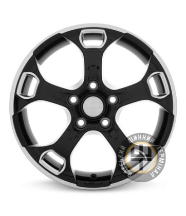 Skad Фараон 6.5x16 5x114.3 ET39 DIA67.1 Матово-черный цвет, металлический блик в местах алмазной проточки