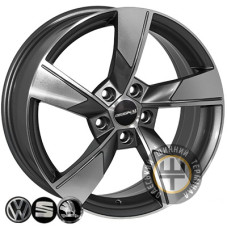 ZF SK522 7x17 5x112 ET40 DIA57.1 Gun metal full polish (Темно-серый с полированным ободом)