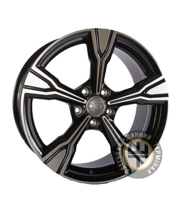 Replica Audi GT 51263 8x18 5x112 ET35 DIA66.6 Черный с алмазной механической обработкой лицевой поверхности