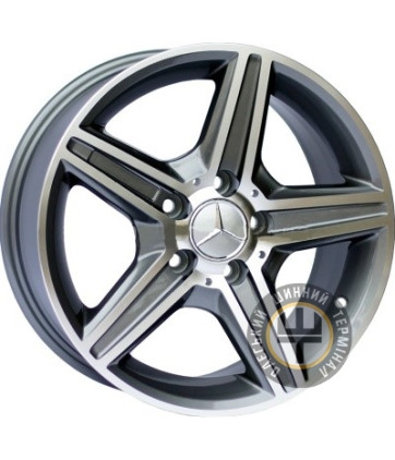 Replica Mercedes CT1455 8x18 5x112 ET45 DIA66.6 Gun metal full polish (Темно-серый с полированным ободом)